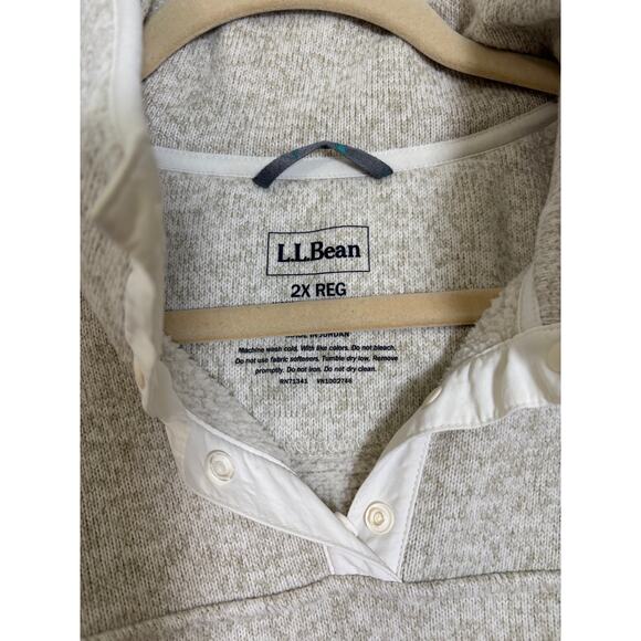 L.L.Bean Cream Sweater Fleece Quarter Snap Pullover Women's 2X Regular - Picture 2 of 5